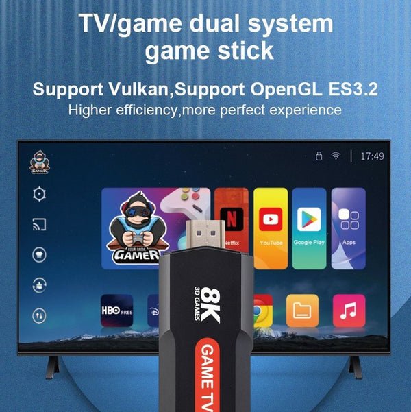 8K Ultra HD TV Stick Game Console + 2 x Wireless Controllers – Swilo