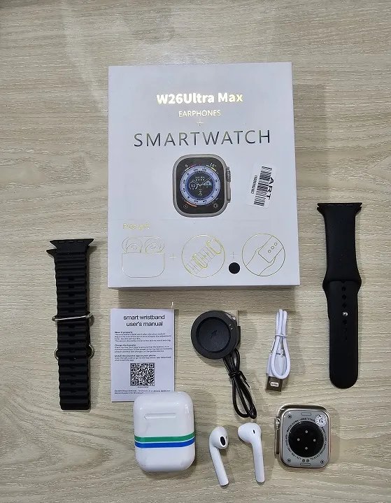 W26 Ultra Max Smart Watch With Earpods - Image 2
