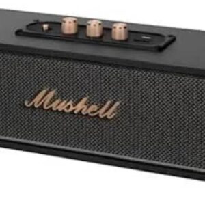 Mushell Portable Bluetooth Speaker, Black, Wireless Audio, Gold Control Knobs, Retro Design